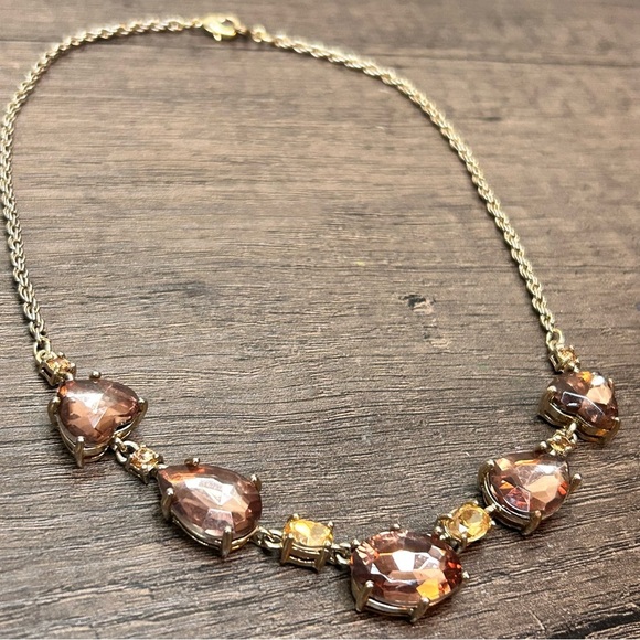 Elegant Brown and Gold Rhinestone Necklace - Picture 2 of 4